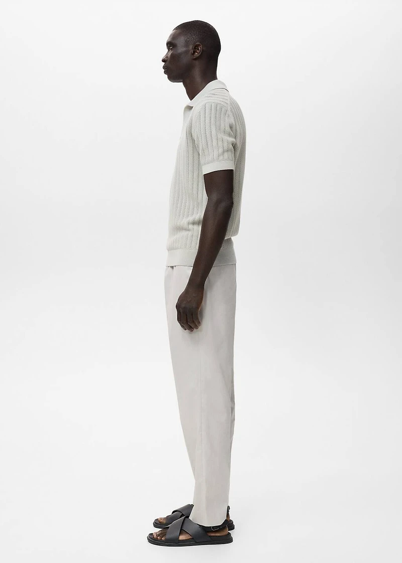 Fine-knit herringbone polo shirt
