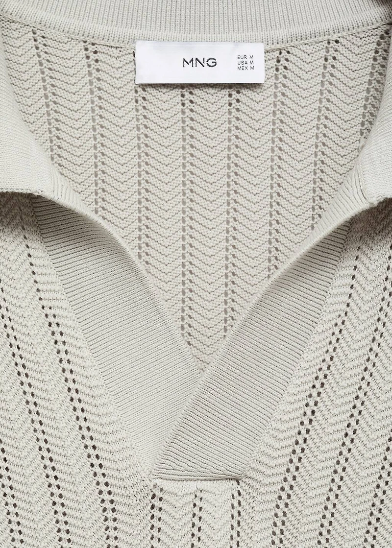 Fine-knit herringbone polo shirt