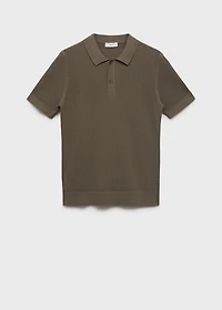 Knitted cotton polo shirt with lace pattern