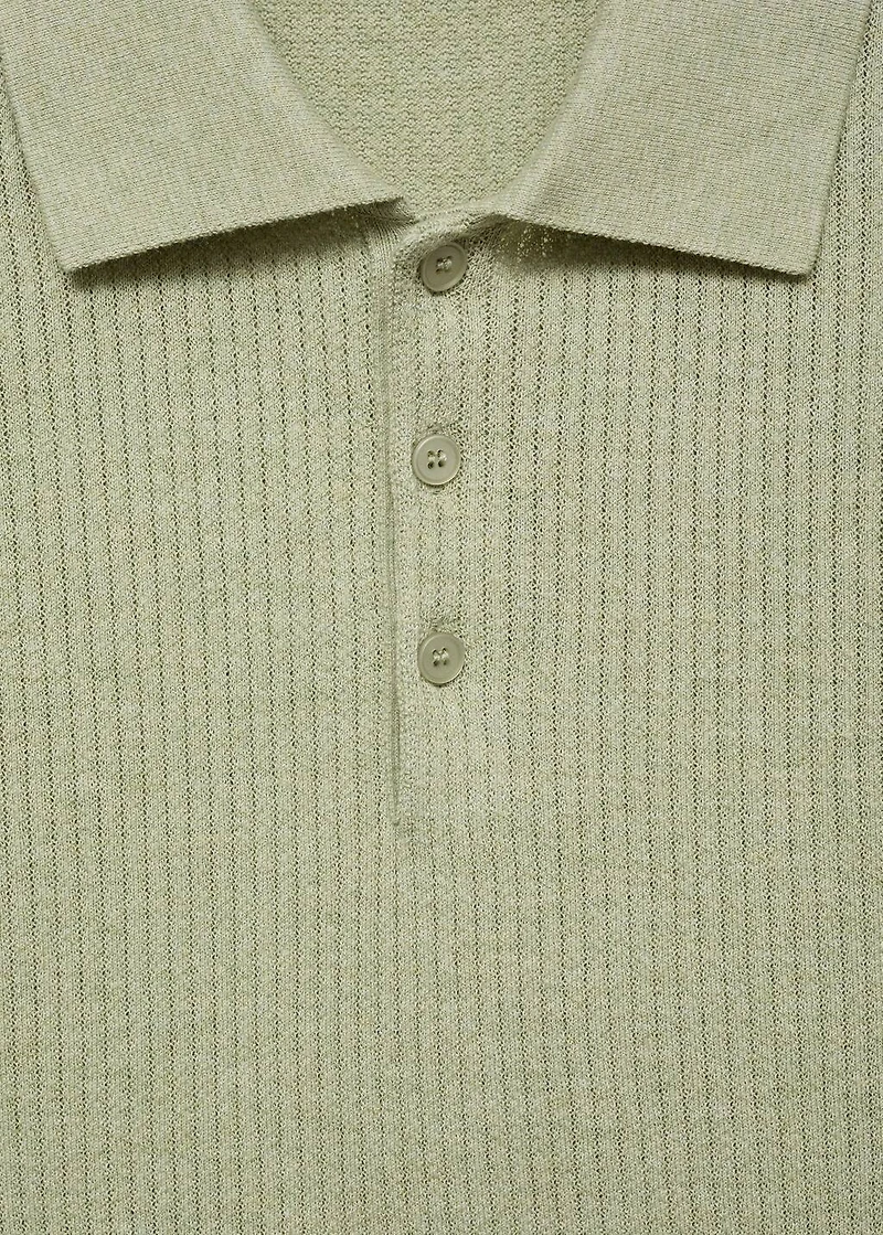 Ribbed knit polo shirt