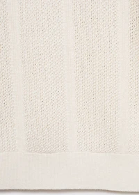 Knitted cotton polo shirt with lace pattern
