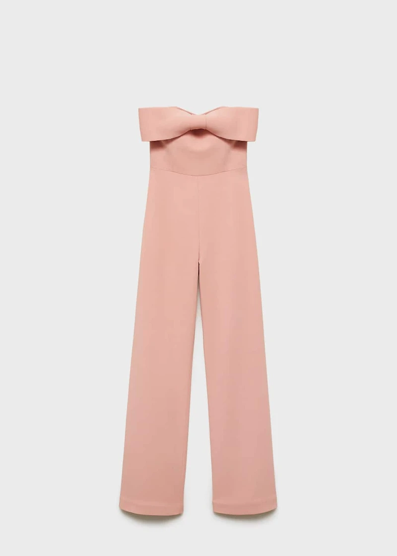 Strapless jumpsuit with bow neckline