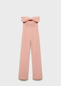 Strapless jumpsuit with bow neckline