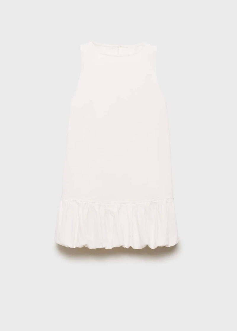 Denim dress with puffed hem