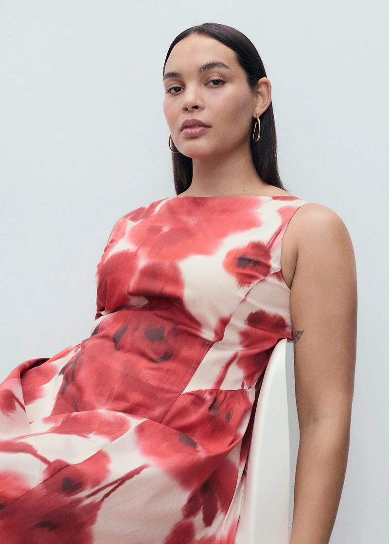 Floral-print flared dress