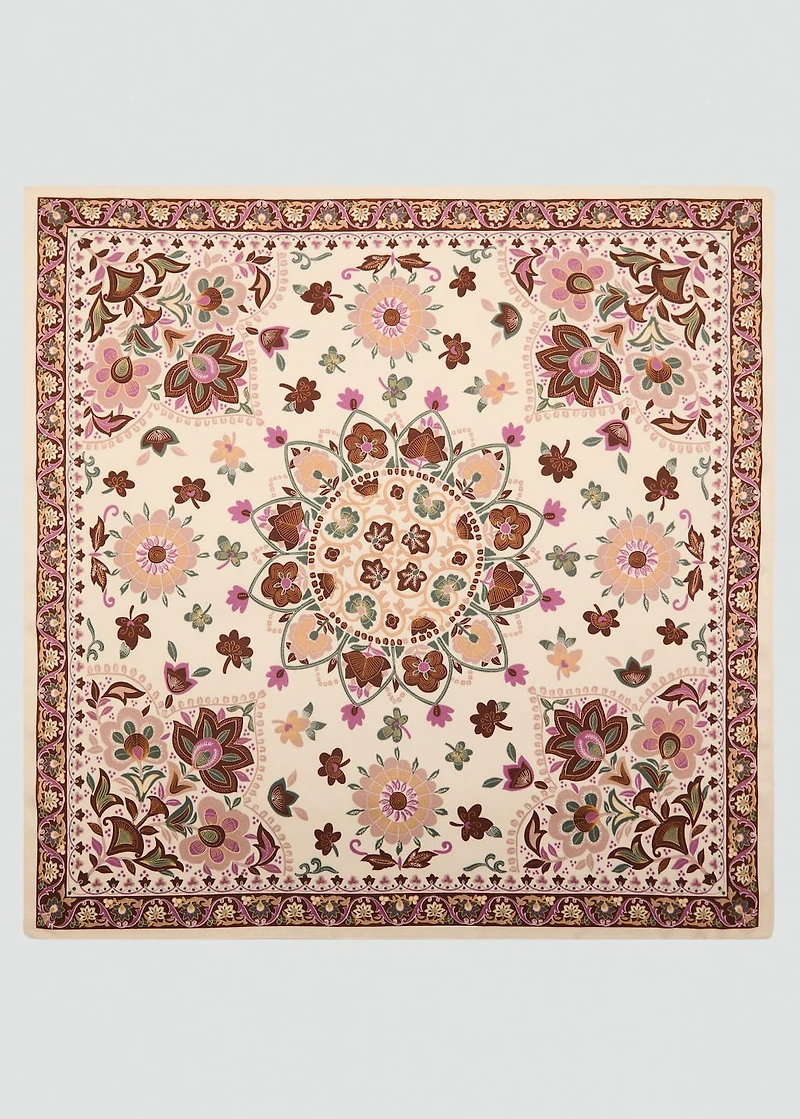 Floral satin scarf