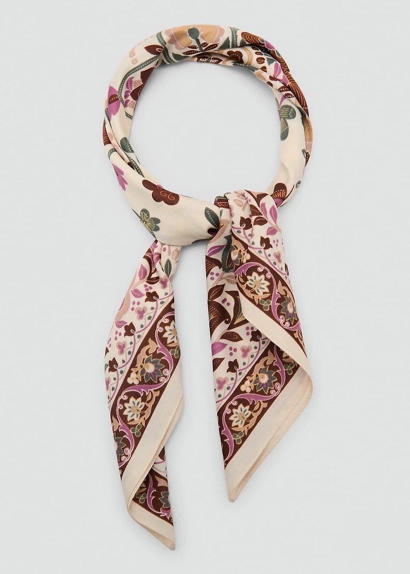 Floral satin scarf
