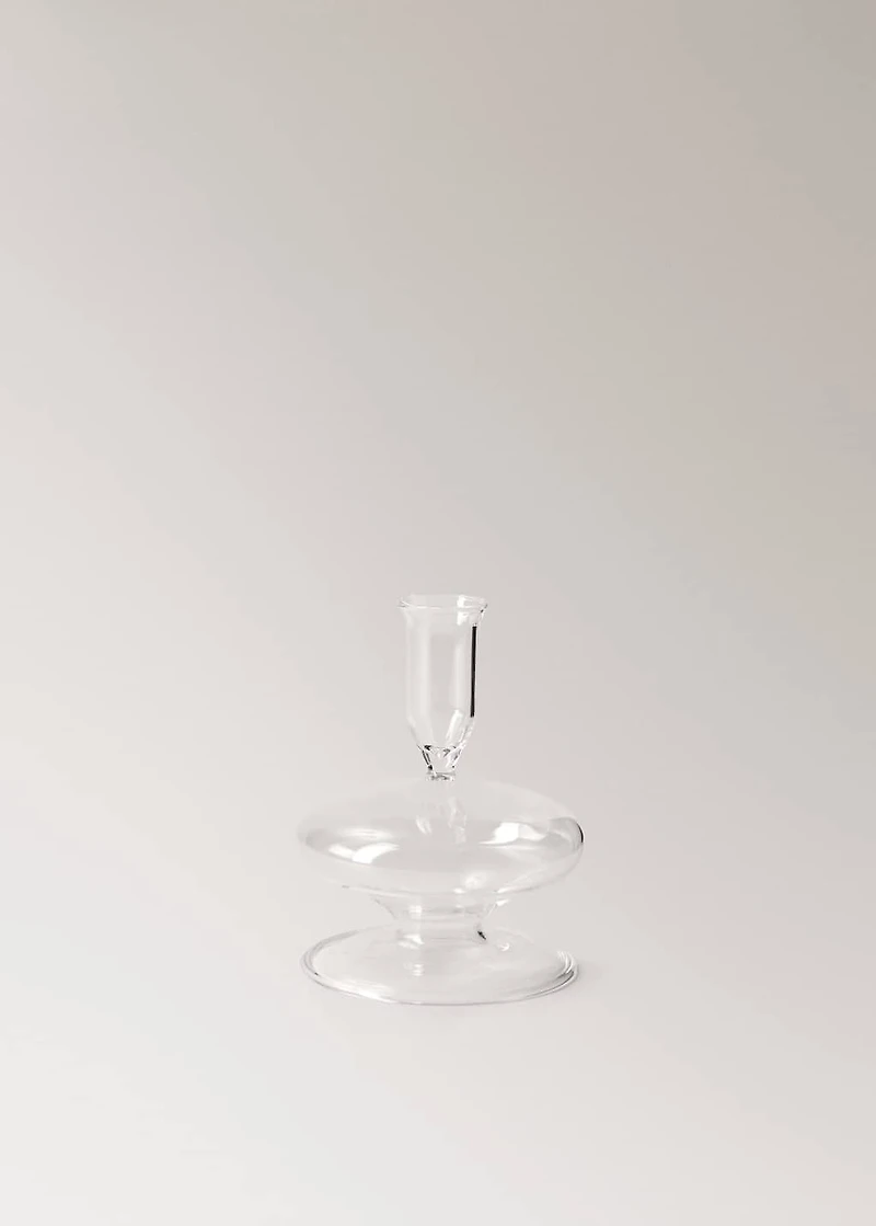 Low borosilicate candelabra with wave pattern