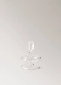Low borosilicate candelabra with wave pattern