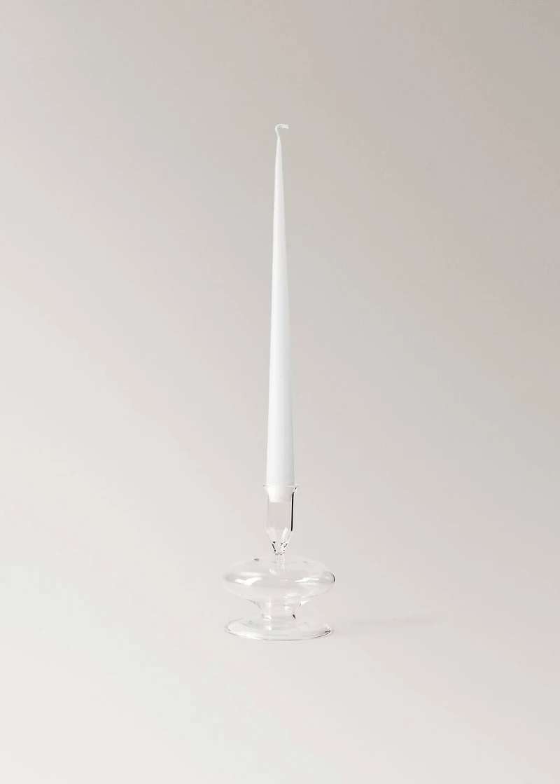 Low borosilicate candelabra with wave pattern