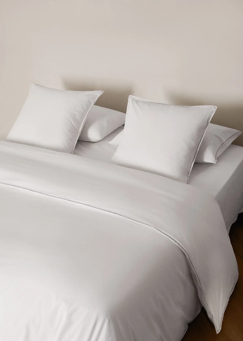 Washed percale cotton duvet cover with zigzag stitching for 135/140 cm bed