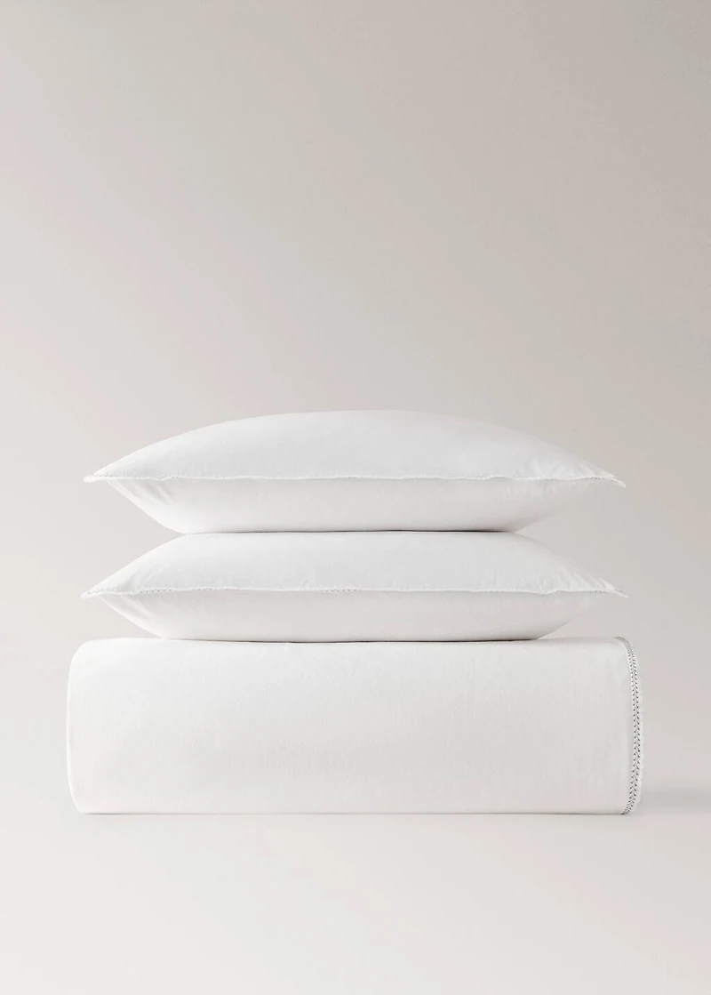 Washed percale cotton duvet cover with zigzag stitching for 150/160 cm bed