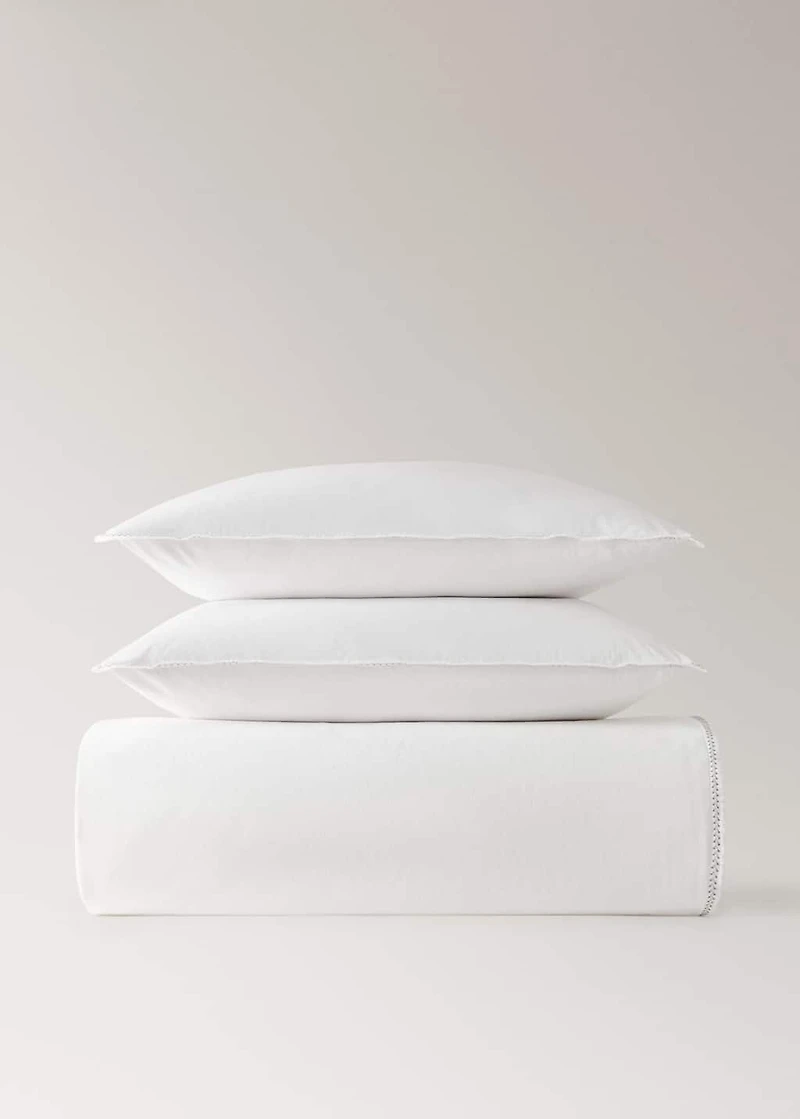 Washed percale cotton duvet cover with zigzag stitching for 180/200 cm bed