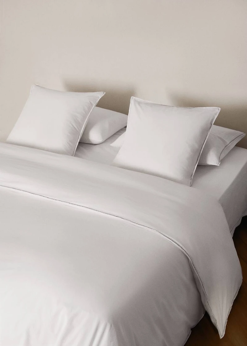 Washed percale cotton duvet cover with zigzag stitching for 180/200 cm bed