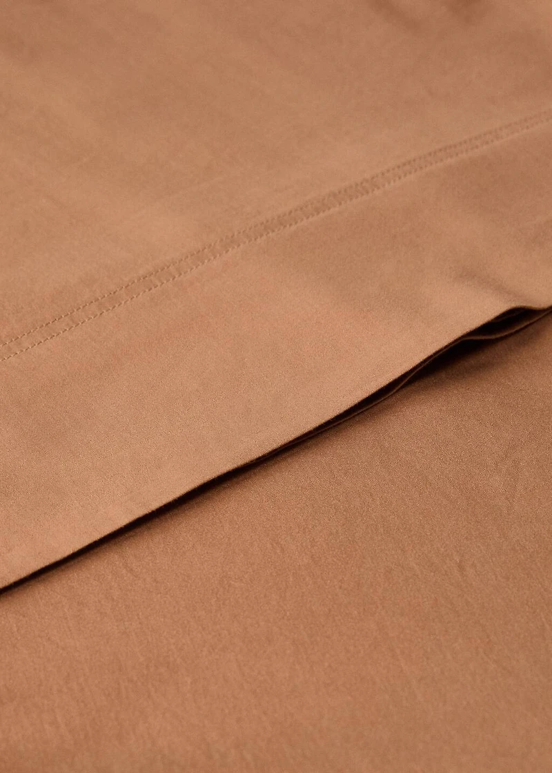 Washed cotton satin double-stitched top sheet for 180/200 cm bed