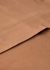 Washed cotton satin double-stitched top sheet for 180/200 cm bed