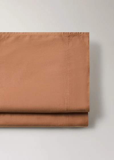 Washed cotton satin double-stitched top sheet for 180/200 cm bed