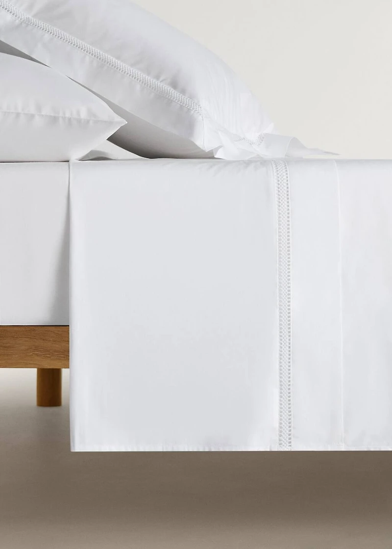 Cotton percale top sheet with inserts for 90 cm bed