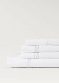 Cotton percale top sheet with inserts for 150/160 cm bed