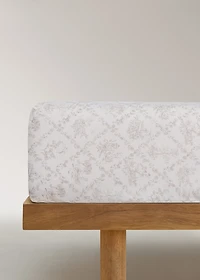 Toile de Jouy percale cotton children's fitted sheet for 90 cm bed
