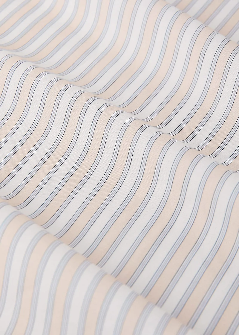Children's percale cotton fitted sheet with fine stripe print for 135/140 cm bed