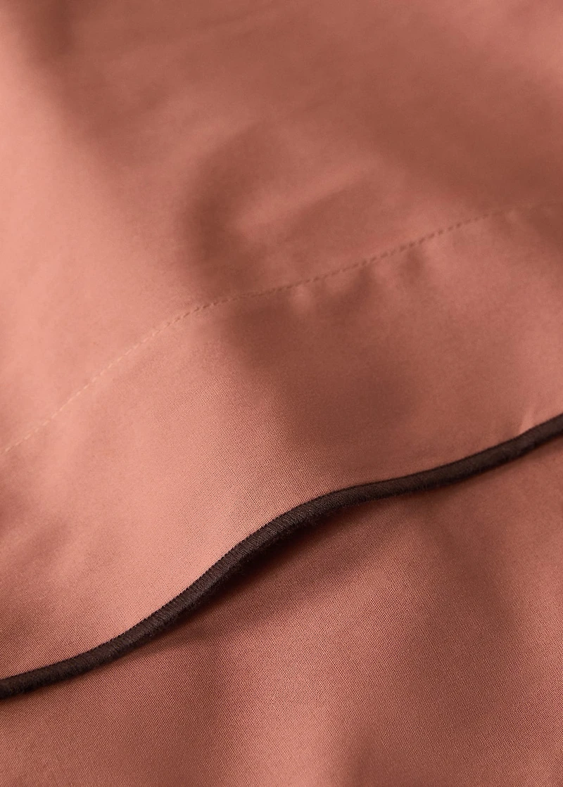 200-thread count percale cotton top sheet with contrasting overlock for 200 cm bed