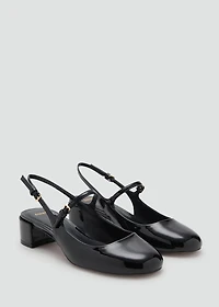 Patent leather-effect block-heel shoes