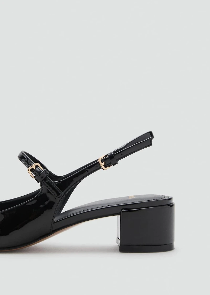 Patent leather-effect block-heel shoes