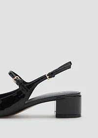 Patent leather-effect block-heel shoes