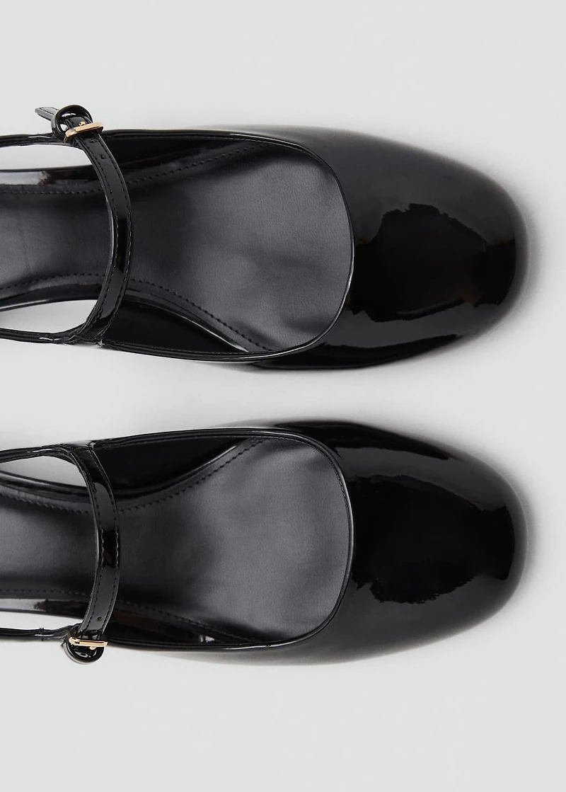 Patent leather-effect block-heel shoes