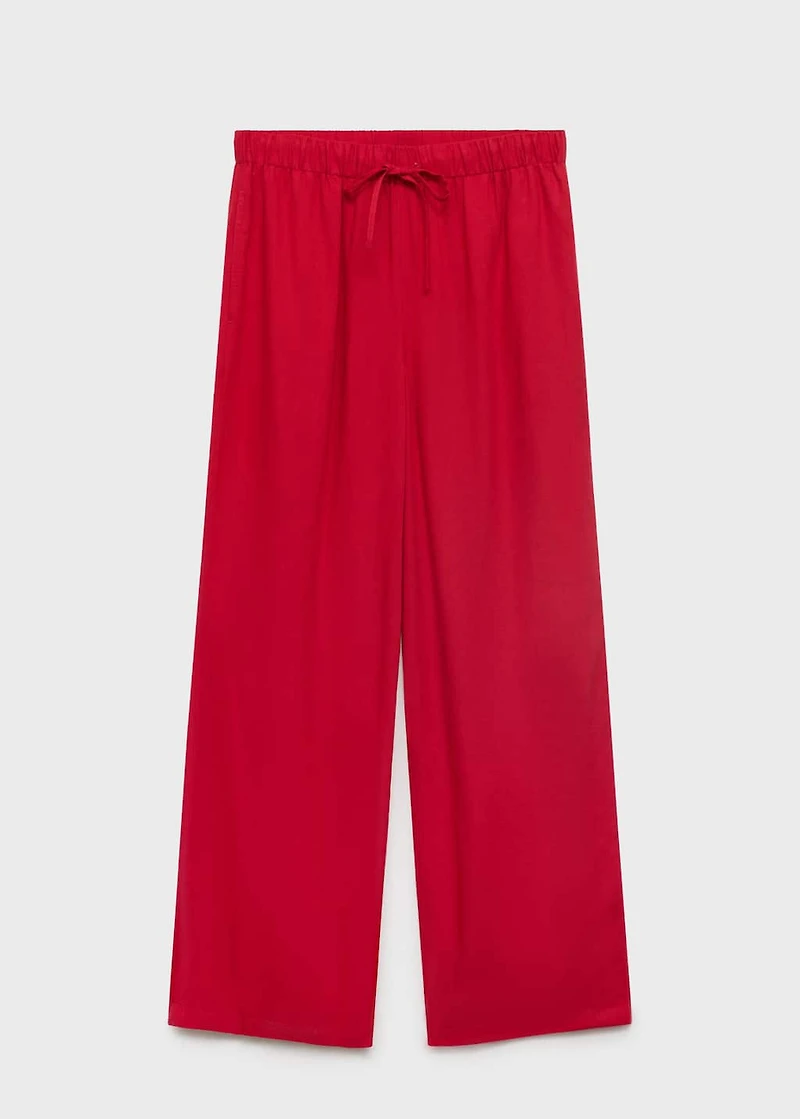 Linen pants with elastic waistband
