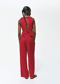 Linen pants with elastic waistband