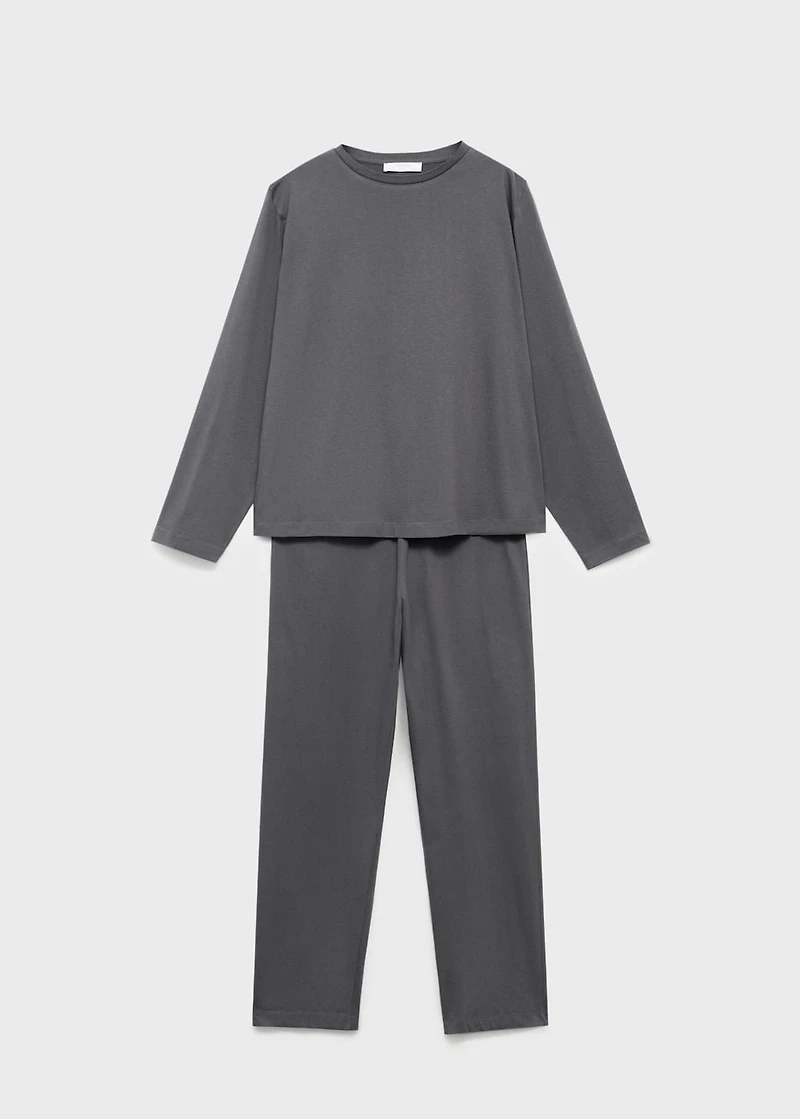 Two-piece plain cotton pajamas