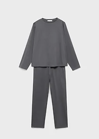 Two-piece plain cotton pajamas