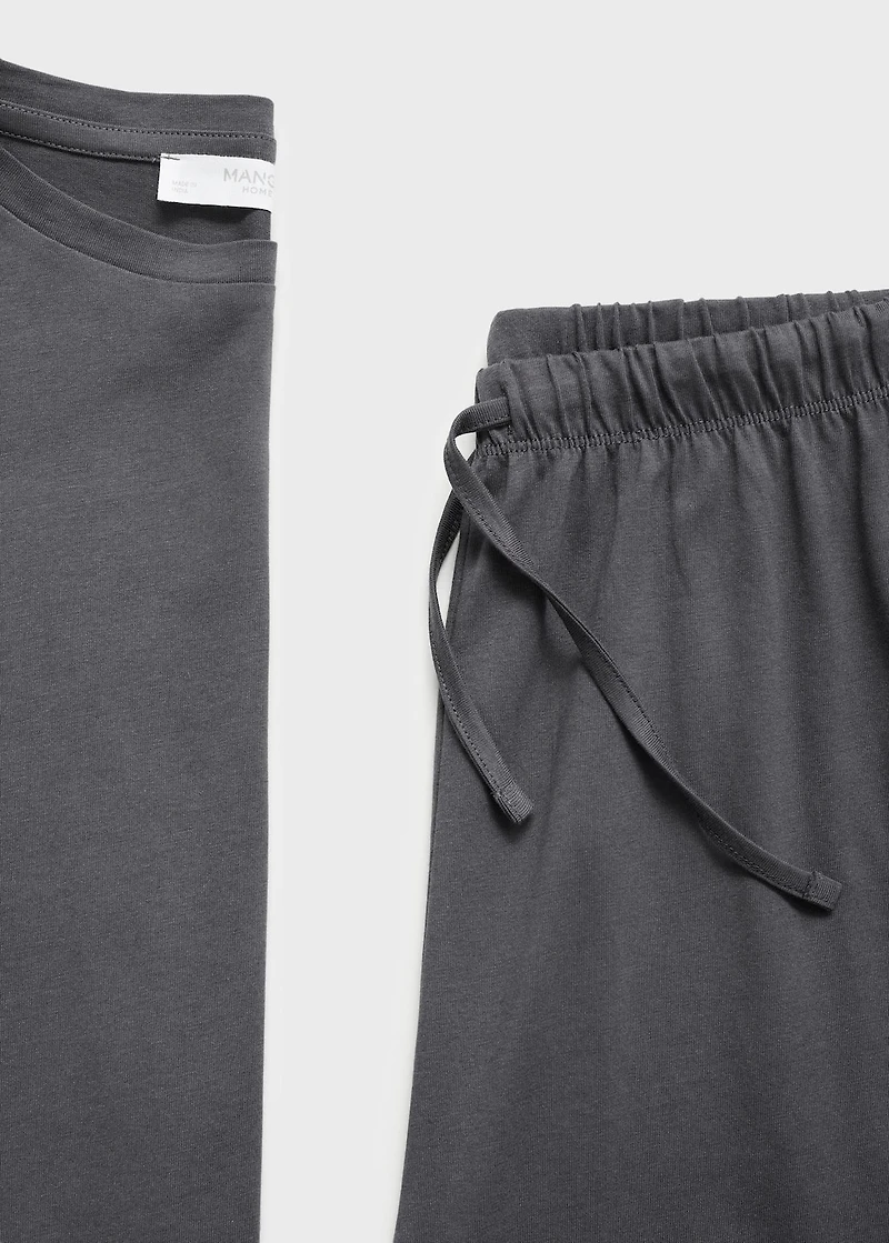 Two-piece plain cotton pajamas