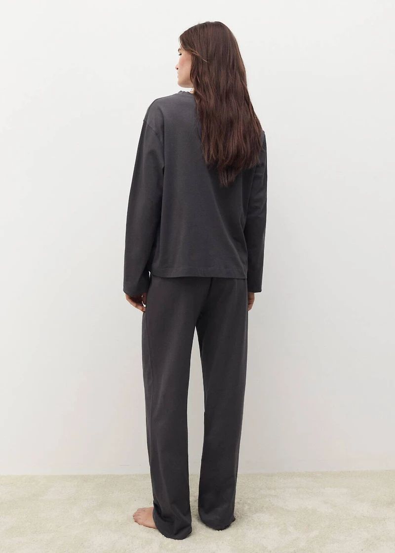 Two-piece plain cotton pajamas
