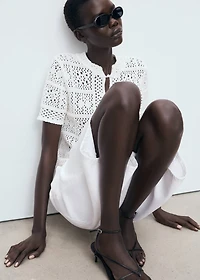 Short-sleeved crochet cardigan