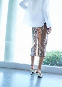 Sequinned midi-skirt