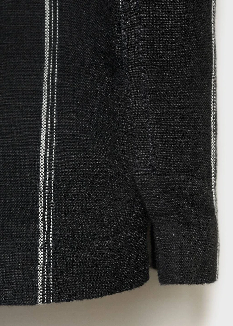 100% linen short-sleeve striped shirt