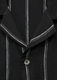 100% linen short-sleeve striped shirt