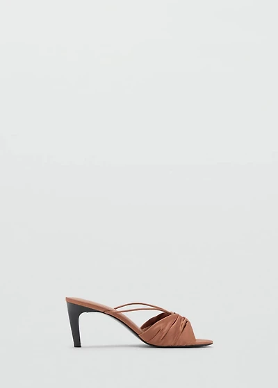 Satin high-heeled sandals with metallic embellishment