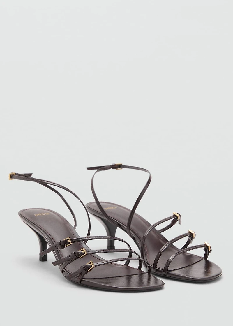 Kitten-heel sandals with buckle