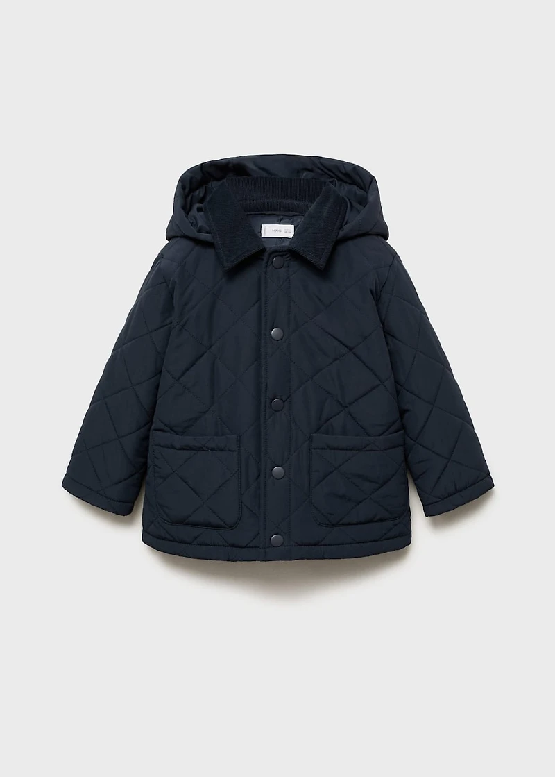 Quilted anorak with shirt collar