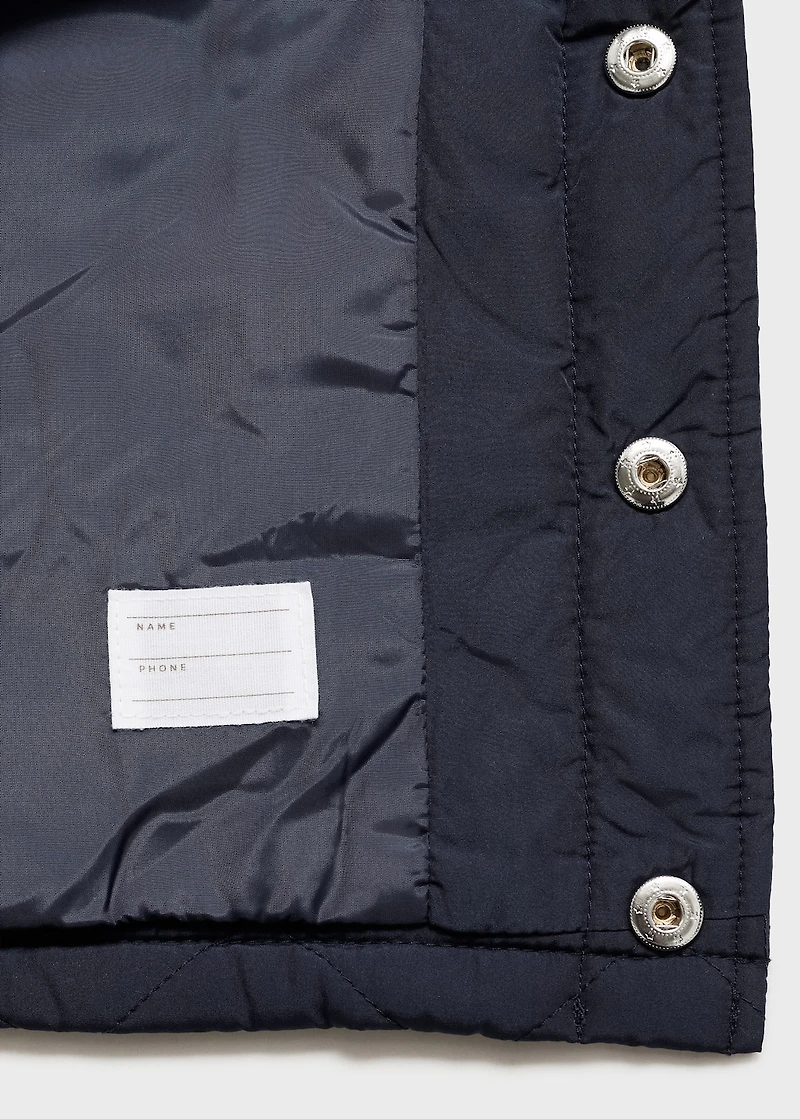 Quilted anorak with shirt collar