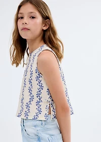 Printed bow blouse