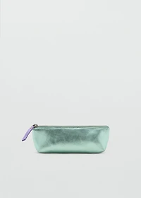 Metallic-effect leather pouch
