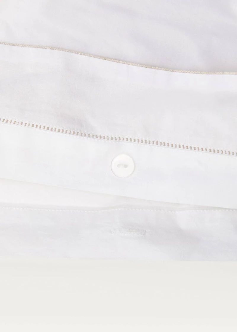 Cotton percale duvet cover with linen trim for 135/140 cm bed
