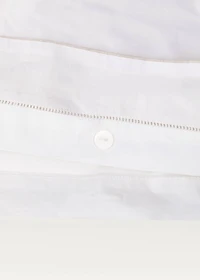 Cotton percale duvet cover with linen trim for 135/140 cm bed