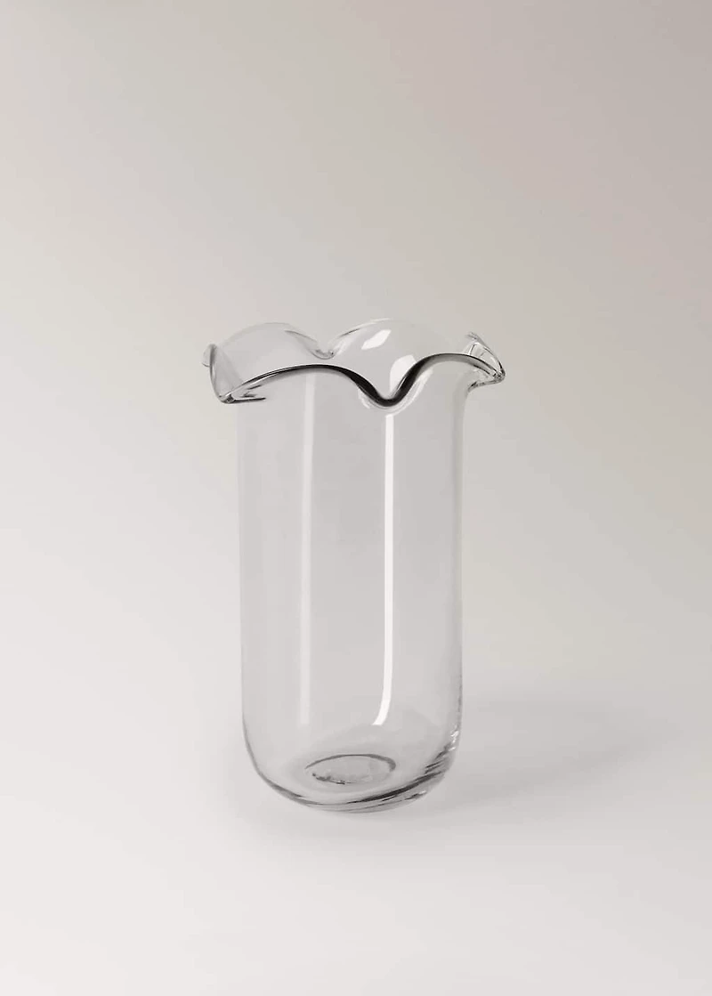 Recycled glass vase with waves