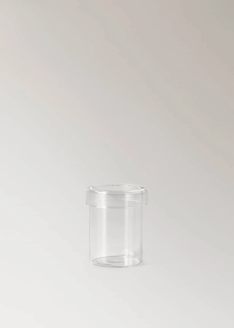 Small borosilicate bathroom jar with lid